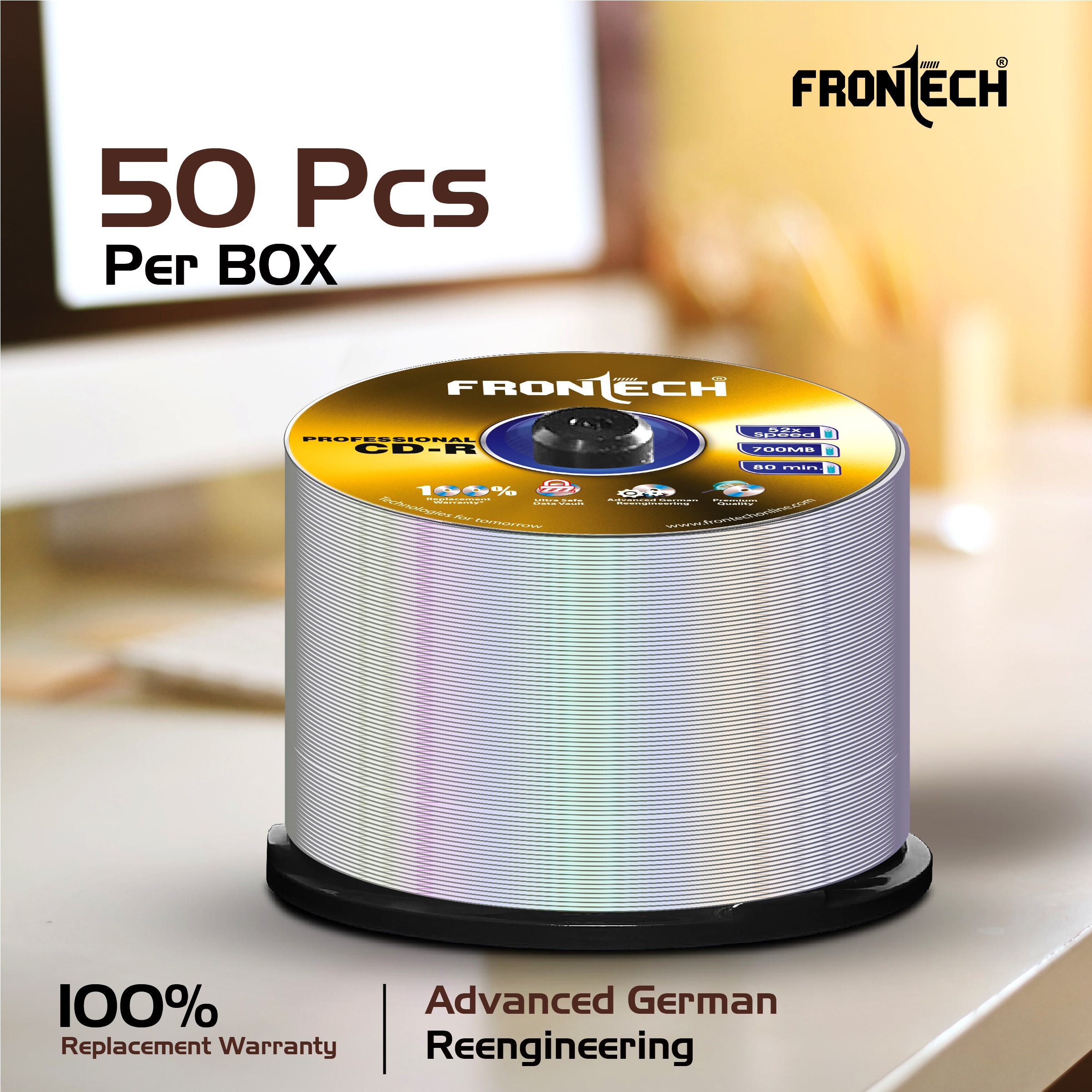 Frontech CDR 700MB Media 80 Mins 52X Speed - Pack of 50 (CDR-0002) Frontech CDR 700MB Media 80 Mins 52X Speed - Pack of 50 (CDR-0002)